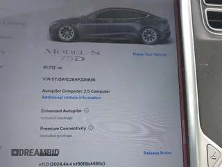 2017 Tesla Model S 100D z VIN 5YJSA1E28HF229836, wystawiony jako IAAI lot #42011901 z przebiegiem 81 012 mil mil oraz . Historia ofert i sprzedaży dostępna na DreamBid. Obrazek 7.