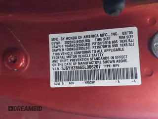 2005 Honda Element EX with VIN 5J6YH28665L006207, listed as a IAAI auction lot 41880403 with 258,921 mi miles and . Bid and sale history available at DreamBid. Image 9.