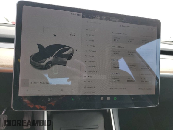 2018 Tesla Model 3 Long Range Battery with VIN 5YJ3E1EB5JF087606, listed as a Copart auction lot 52298485 with 73,242 mi miles and Salvage Title. Bid and sale history available at DreamBid. Image 9.
