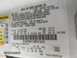 2017 Ford Fusion SE z VIN 3FA6P0H71HR413635, wystawiony jako IAAI lot #42507386 z przebiegiem 165 991 mil mil oraz . Historia ofert i sprzedaży dostępna na DreamBid. Obrazek 9.
