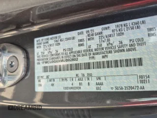 2021 Ford Escape SE with VIN 1FMCU0G6XMUB02802, listed as a IAAI auction lot 42854426 with 89,982 mi miles and . Bid and sale history available at DreamBid. Image 1.