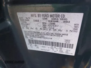 2007 Ford F-150 XLT z VIN 1FTRW12W87KD31114, wystawiony jako IAAI lot #41378021 z przebiegiem Nie podano mil oraz . Historia ofert i sprzedaży dostępna na DreamBid. Obrazek 9.