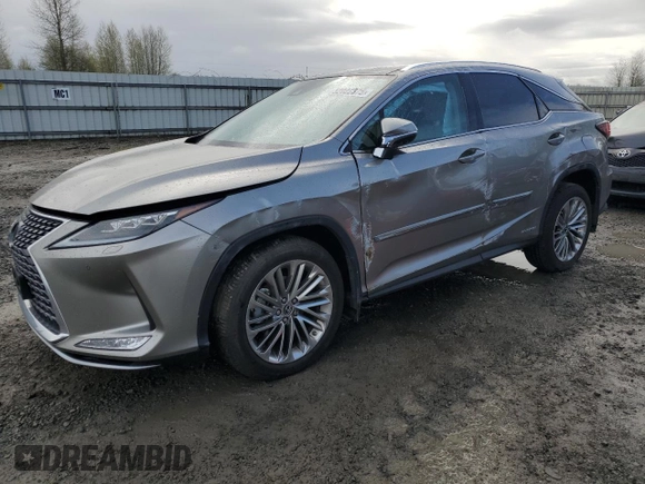 2020 Lexus RX with VIN 2T2JGMDA3LC049595, listed as a Copart auction lot 52022375 with 31,846 mi miles and Salvage Title. Bid and sale history available at carsss.com. Image 1.