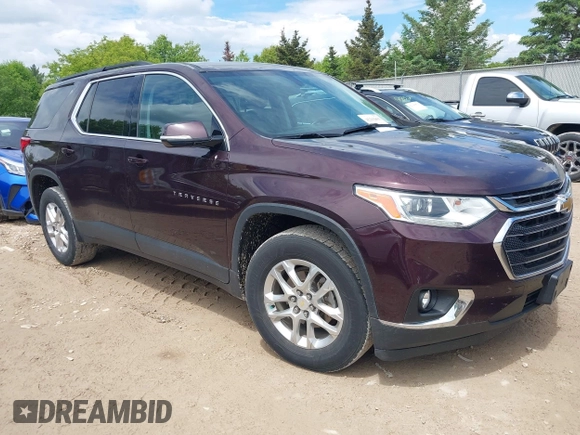 2019 Chevrolet Traverse LT Cloth z VIN 1GNEVGKW7KJ248073, wystawiony jako IAAI lot #42362893 z przebiegiem 56 232 mil mil oraz . Historia ofert i sprzedaży dostępna na DreamBid. Obrazek 1.