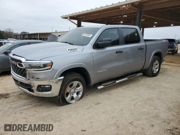 2025 Ram 1500 Big Horn with VIN 1C6RRFFG5SN509938, listed as a Copart auction lot 45376955 with 8,209 mi miles and Salvage Title. Bid and sale history available at carsss.com. Image 1.