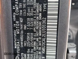 2020 Hyundai Tucson Sport с VIN KM8J3CAL2LU101362, выставлен на аукционе Copart как лот 45325455 с пробегом 91 264 миль миль и Списание • Salvage title. История ставок и продаж доступна на DreamBid. Изображение 13.