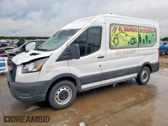 2023 Ford Transit with VIN 1FTYE1CGXPKA13081, listed as a Copart auction lot 55583935 with 126,698 mi miles and Salvage title. Bid and sale history available at DreamBid. Image 1.