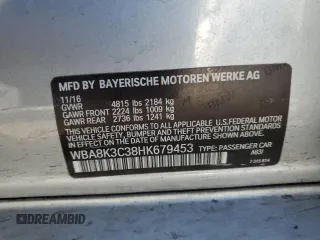 2017 BMW 3 Series 330i xDrive with VIN WBA8K3C38HK679453, listed as a Copart auction lot 89404335 with 75,451 mi miles and Salvage Title. Bid and sale history available at carsss.com. Image 12.