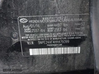 2017 Hyundai Sonata 2.4L with VIN 5NPE24AF4HH479399, listed as a IAAI auction lot 41906955 with 87,769 mi miles. Bid and sale history available at carsss.com. Image 9.