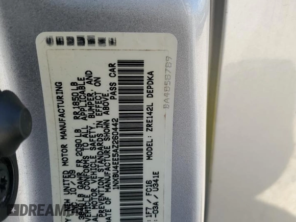 2010 Toyota Corolla with VIN 1NXBU4EE5AZ260442, listed as a Copart auction lot 48514675 with 116,066 mi miles and Salvage Title. Bid and sale history available at carsss.com. Image 12.