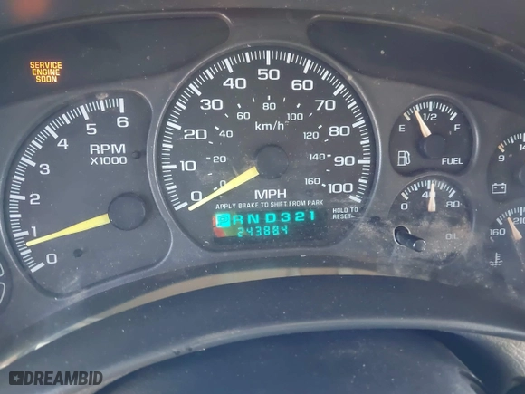 2001 Chevrolet Tahoe LT with VIN 1GNEC13T01J206365, listed as a IAAI auction lot 41960144 with 243,884 mi miles. Bid and sale history available at carsss.com. Image 7.