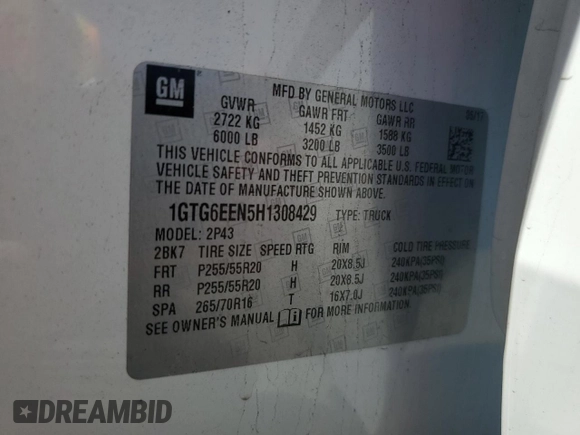 2017 GMC Canyon 4WD Denali z VIN 1GTG6EEN5H1308429, wystawiony jako Copart lot #56491935 z przebiegiem 92 122 mil mil oraz Szkoda całkowita • Salvage title. Historia ofert i sprzedaży dostępna na DreamBid. Obrazek 12.