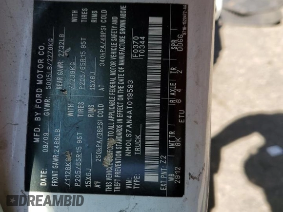 2010 Ford Transit Connect XL с VIN NM0LS7AN4AT019593, выставлен на аукционе Copart как лот 61385355 с пробегом 172 015 миль миль и Списание • Salvage title. История ставок и продаж доступна на DreamBid. Изображение 15.