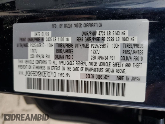 2019 Mazda CX-5 Touring with VIN JM3KFBCM2K0570710, listed as a Copart auction lot 85688164 with 81,121 mi miles and Salvage Title. Bid and sale history available at carsss.com. Image 13.