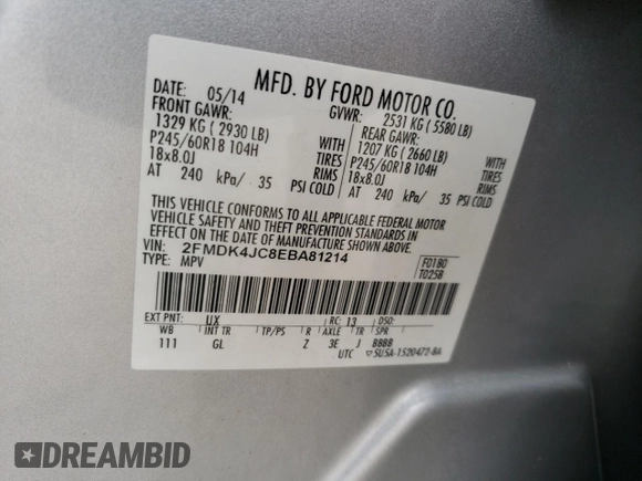 2014 Ford Edge SEL z VIN 2FMDK4JC8EBA81214, wystawiony jako Copart lot #53136995 z przebiegiem 165 111 mil mil oraz Tytuł czysty. Historia ofert i sprzedaży dostępna na DreamBid. Obrazek 15.