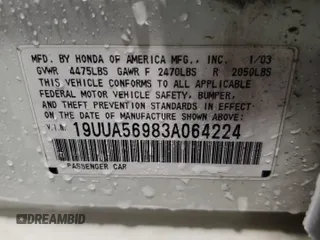 2003 Acura TL Type S w/Navigation System with VIN 19UUA56983A064224, listed as a Copart auction lot 58251074 with 330,201 mi miles and Salvage Title. Bid and sale history available at carsss.com. Image 12.