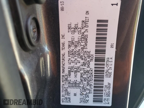 2014 Toyota Tundra 4WD Truck SR with VIN 5TFUY5F17EX324147, listed as a Copart auction lot 83405474 with 193,462 mi miles and Clean Title. Bid and sale history available at carsss.com. Image 12.