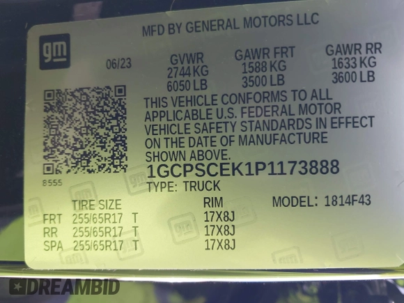 2023 Chevrolet Colorado 2WD LT with VIN 1GCPSCEK1P1173888, listed as a IAAI auction lot 42339296 with 19,513 mi miles and . Bid and sale history available at DreamBid. Image 9.