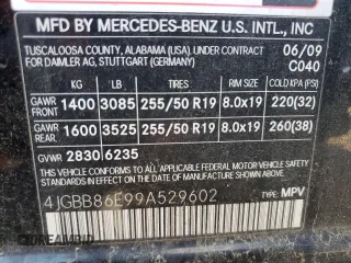 2009 Mercedes-Benz M 350 with VIN 4JGBB86E99A529602, listed as a Copart auction lot 52436885 with 315,302 mi miles and Salvage Title. Bid and sale history available at DreamBid. Image 13.