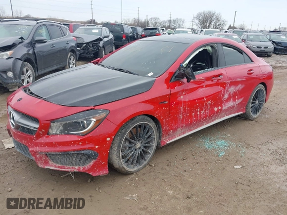 2015 Mercedes-Benz CLA 45 AMG with VIN WDDSJ5CB2FN176601, listed as a IAAI auction lot 41244154 with 129,061 mi miles and . Bid and sale history available at DreamBid. Image 2.