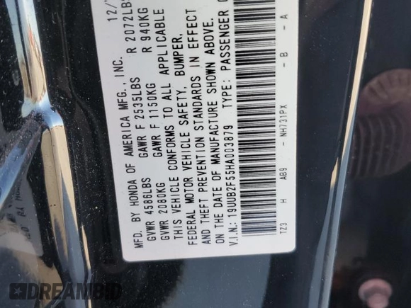 2017 Acura TLX V6 w/Technology Pkg with VIN 19UUB2F55HA003879, listed as a Copart auction lot 86358304 with 62,561 mi miles and Clean Title. Bid and sale history available at carsss.com. Image 12.
