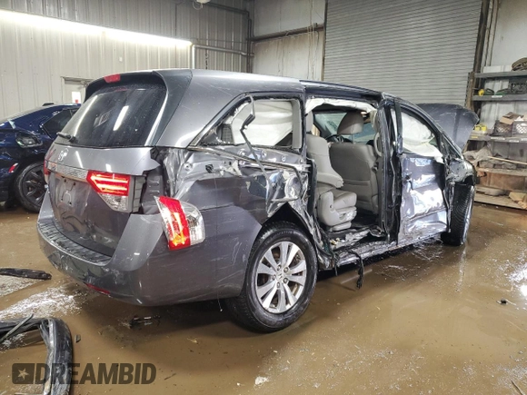 2015 Honda Odyssey EX-L with VIN 5FNRL5H64FB051046, listed as a Copart auction lot 50446525 with 152,983 mi miles and Salvage Title. Bid and sale history available at DreamBid. Image 3.