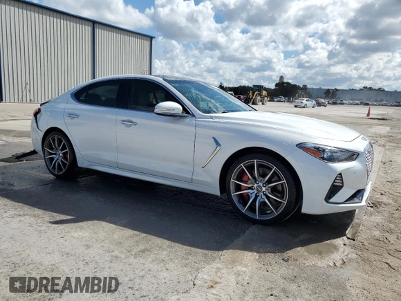 2021 Genesis G70 3.3T with VIN KMTG74LE8MU072654, listed as a Copart auction lot 74278574 with 27,323 mi miles and Non Repairable. Bid and sale history available at carsss.com. Image 4.