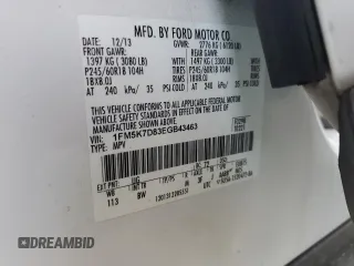 2014 Ford Explorer XLT z VIN 1FM5K7D83EGB43463, wystawiony jako Copart lot #47265775 z przebiegiem 87 494 mil mil oraz Szkoda całkowita • Salvage title. Historia ofert i sprzedaży dostępna na DreamBid. Obrazek 13.