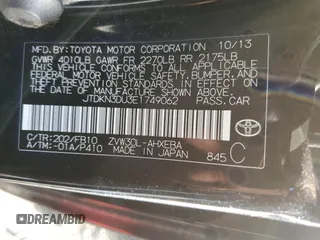 2014 Toyota Prius Four with VIN JTDKN3DU3E1749062, listed as a Copart auction lot 40257624 with 112,108 mi miles and Salvage Title. Bid and sale history available at carsss.com. Image 13.