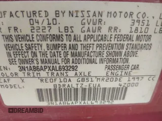 2010 Nissan Sentra S with VIN 3N1AB6APXAL693292, listed as a IAAI auction lot 42274597 with Not provided miles and . Bid and sale history available at DreamBid. Image 9.
