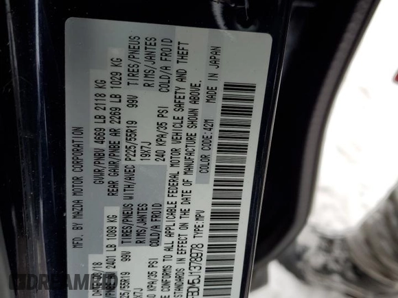 2018 Mazda CX-5 S Premium with VIN JM3KFBDM5J1378978, listed as a Copart auction lot 41803245 with 76,758 mi miles and Salvage Title. Bid and sale history available at DreamBid. Image 12.