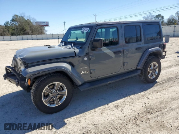 2019 Jeep Wrangler Unlimited Sahara with VIN 1C4HJXEG6KW531041, listed as a Copart auction lot 47387515 with 76,417 mi miles and Non Repairable. Bid and sale history available at carsss.com. Image 1.