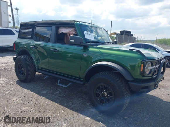 2023 Ford Bronco with VIN 1FMEE5DP0PLB80676, listed as a IAAI auction lot 42210054 with 6,796 mi miles and . Bid and sale history available at DreamBid. Image 1.