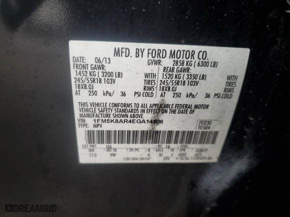2014 Ford Utility Police Interceptor with VIN 1FM5K8AR4EGA14506, listed as a Copart auction lot 47214845 with 193,067 mi miles and Salvage Title. Bid and sale history available at carsss.com. Image 14.
