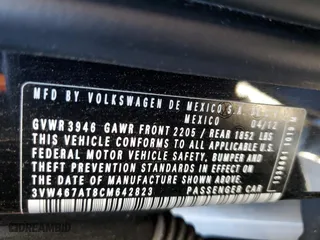 2012 Volkswagen Beetle 2.0T Turbo with VIN 3VW467AT8CM642823, listed as a Copart auction lot 85107614 with 42,315 mi miles and Salvage Title. Bid and sale history available at carsss.com. Image 14.