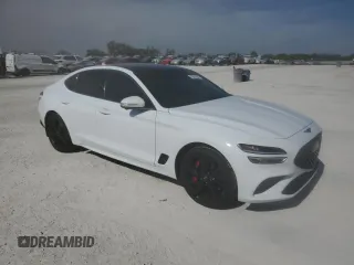 2023 Genesis G70 3.3T with VIN KMTG54TE5PU105104, listed as a Copart auction lot 79841284 with 17,724 mi miles and Salvage Title. Bid and sale history available at carsss.com. Image 4.