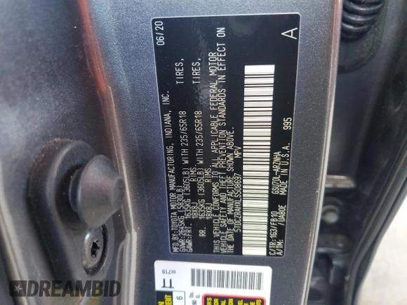 2020 Toyota Highlander L z VIN 5TDCZRAHXLS508697, wystawiony jako Copart lot #55780595 z przebiegiem 45 968 mil mil oraz Nie do naprawy • Non repairable. Historia ofert i sprzedaży dostępna na DreamBid. Obrazek 13.