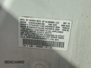 2015 Acura MDX Technology with VIN 5FRYD3H46FB005471, listed as a Copart auction lot 48311235 with 188,093 mi miles and Salvage title. Bid and sale history available at DreamBid. Image 13.
