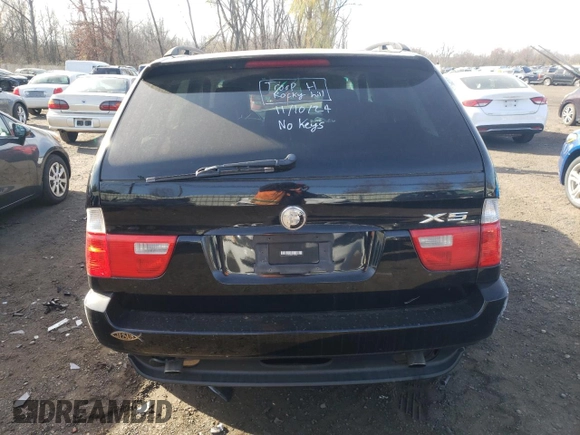 2005 BMW X5 3.0i with VIN 5UXFA13565LY20253, listed as a Copart auction lot 80418664 with 0 mi miles and Salvage Title. Bid and sale history available at carsss.com. Image 6.