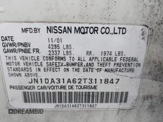 2002 Nissan Maxima GLE with VIN JN1DA31A62T311847, listed as a IAAI auction lot 42351053 with 195,713 mi miles and . Bid and sale history available at DreamBid. Image 9.