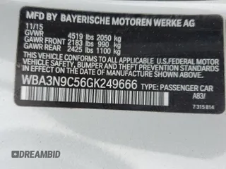 2016 BMW 4 Series 428i xDrive with VIN WBA3N9C56GK249666, listed as a Copart auction lot 53881285 with 140,031 mi miles and Salvage title. Bid and sale history available at DreamBid. Image 13.