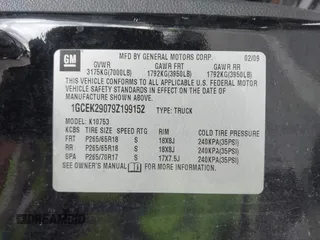 2009 Chevrolet Silverado 1500 LT with VIN 1GCEK29079Z199152, listed as a IAAI auction lot 41934658 with 129,864 mi miles. Bid and sale history available at carsss.com. Image 9.