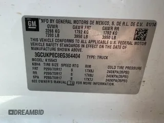 2014 Chevrolet Silverado 1500 Work Truck with VIN 3GCUKPEC8EG364404, listed as a Copart auction lot 55693175 with 102,229 mi miles and Clean Title. Bid and sale history available at DreamBid. Image 10.