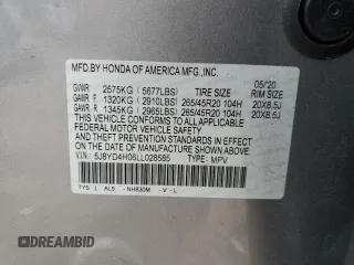 2020 Acura MDX Technology z VIN 5J8YD4H06LL028585, wystawiony jako Copart lot #58244625 z przebiegiem 89 782 mil mil oraz Szkoda całkowita • Salvage title. Historia ofert i sprzedaży dostępna na DreamBid. Obrazek 13.