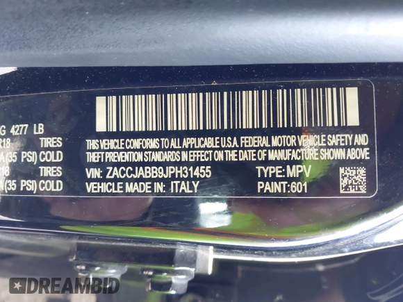 2018 Jeep Renegade Altitude с VIN ZACCJABB9JPH31455, выставлен на аукционе IAAI как лот 41722675 с пробегом 70 338 миль миль и . История ставок и продаж доступна на DreamBid. Изображение 9.