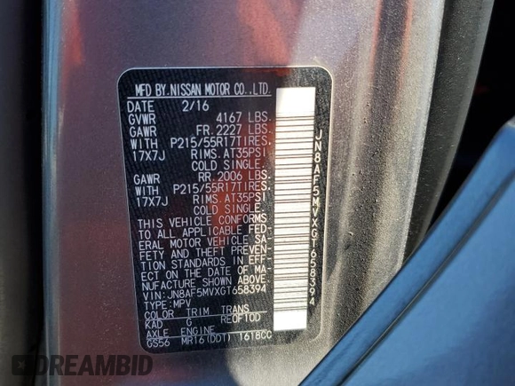 2016 Nissan Juke SL z VIN JN8AF5MVXGT658394, wystawiony jako Copart lot #50437055 z przebiegiem 134 834 mil mil oraz Szkoda całkowita • Salvage title. Historia ofert i sprzedaży dostępna na DreamBid. Obrazek 15.