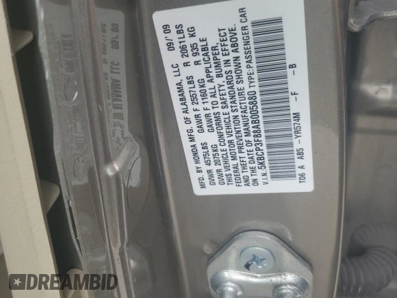 2010 Honda Accord EX-L z VIN 5KBCP3F88AB005880, wystawiony jako Copart lot #56700915 z przebiegiem 133 254 mil mil oraz Szkoda całkowita • Salvage title. Historia ofert i sprzedaży dostępna na DreamBid. Obrazek 13.
