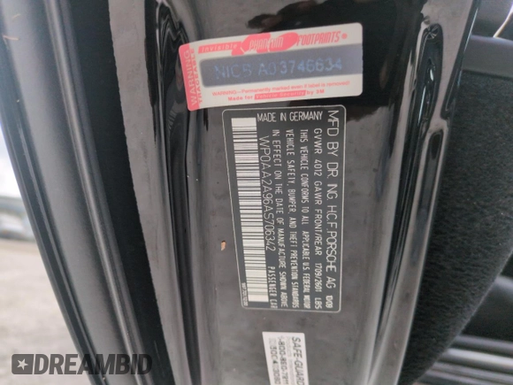2010 Porsche 911 Carrera with VIN WP0AA2A96AS706342, listed as a Copart auction lot 75520064 with Not Provided miles and Salvage Title. Bid and sale history available at carsss.com. Image 13.