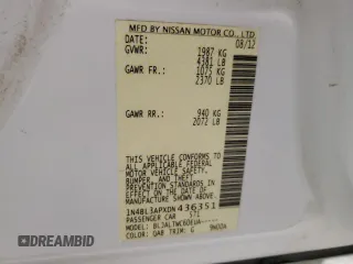 2013 Nissan Altima SV with VIN 1N4BL3APXDN436351, listed as a Copart auction lot 51750685 with 142,028 mi miles and Salvage Title. Bid and sale history available at DreamBid. Image 12.
