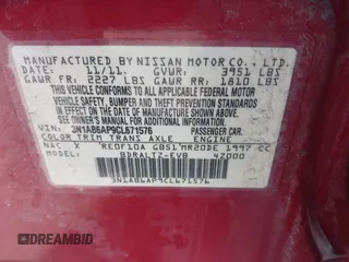 2012 Nissan Sentra SR with VIN 3N1AB6AP9CL671576, listed as a IAAI auction lot 41588809 with 98,877 mi miles and . Bid and sale history available at DreamBid. Image 9.